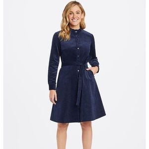 Draper James Corduroy Ruffle Neck Shirtdress